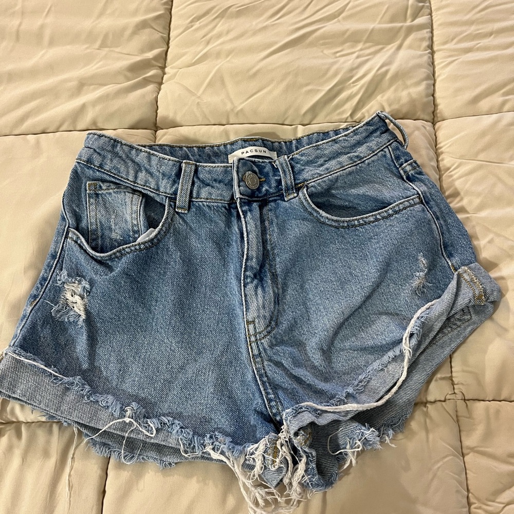 PacSun Light Blue Distressed Mom Jean Shorts